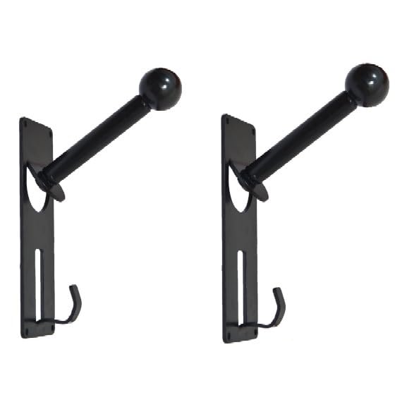 Image of Open and Full face (Round Black Ball) Helmet and Jacket Hanger,Wall Mount (Matte Finish Black) 2Piece
