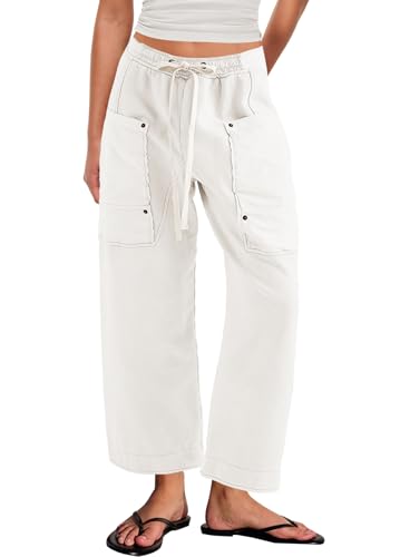 Nirovien Womens Barrel Sweatpants Baggy Wide Leg Lounge Pants Casual Drawstring Sweat Pants with Pockets