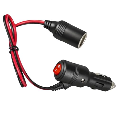 leruiyezs Rallonge Allume Cigare 12V 24V Avec Interrupteur Câble Rallonge Pour Prise Allume-Cigare 16AWG 15A 0.5m Adaptée À Voiture Moto Camping-Car Camion...