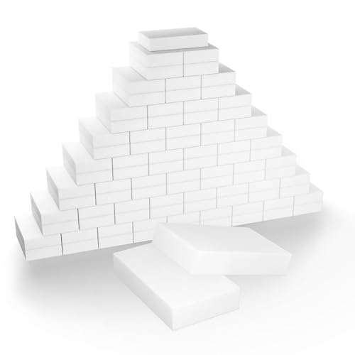 100 Pack Heavy Duty Melamine Sponge, Magic Cleaning Sponges Eraser for Kitchen Bathroom Bathtub Floors, Non-Scratch Bulk Sponge Pads