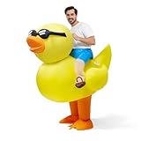 Spooktacular Creations Adult Halloween Inflatable Costume Riding a Duck Air Blow-up Suit Deluxe Set Ride On for Cosplay Themed Parties, X-Large(75In)