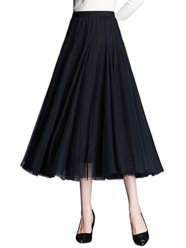 Damen Tüllrock Midi Faltenrock