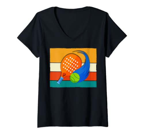 Donna Retro Vintage Pickleball Silhouette Pickleball Gift Maglietta con Collo a V