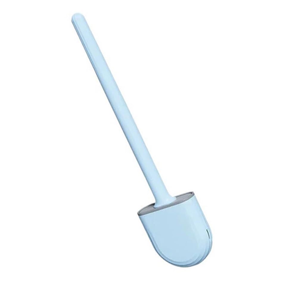 toilet brushes & holders Bathroom Tool Silicone Toilet Brush Holder Set Wall Mounted(Blue)