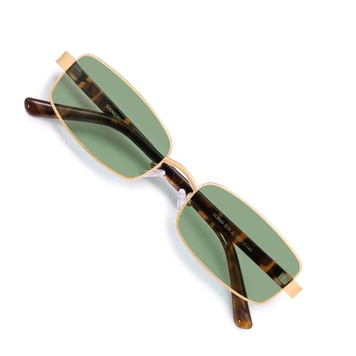 Image of VANLINKER Retro Rectangle Polarized Sunglasses for Women Men Small 90s Vintage Trendy Slim Narrow Rectangular Frame VL9684