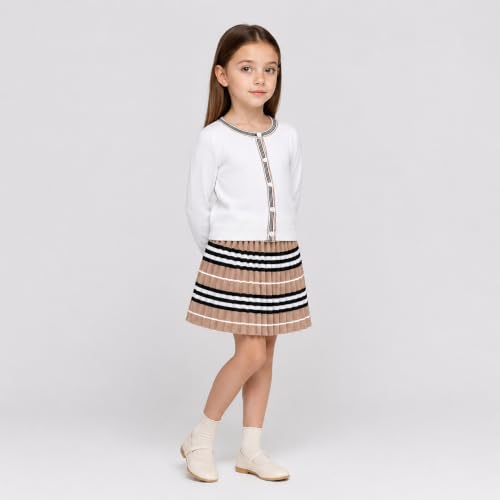Image of Mud Kingdom Cute Little Girls Ribbed Knit Cardigan Skirt Set School Style