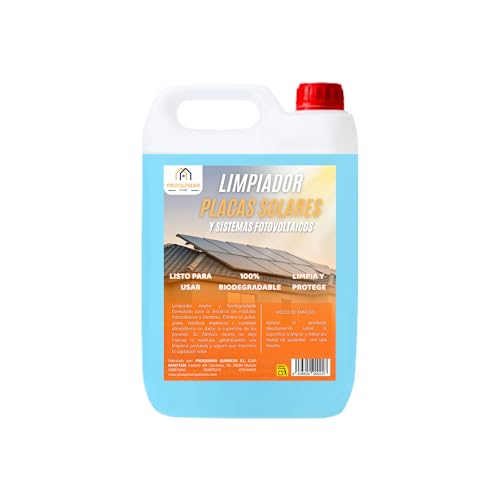 Limpiador de Placas Solares Profesional – Aumenta el Rendimiento y la Captación de Energía – Sin Residuos ni Marcas – Fórmula Biodegradable – 5 Litros