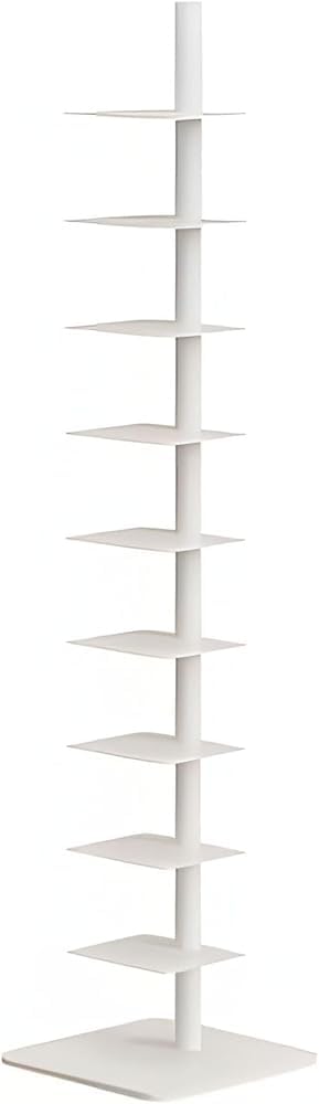 Estantería alta y estrecha, torre vertical de lomo de metal para espacios pequeños, estante de esquina multiusos, estantería de escalera que ahorra espacio para exhibición del hogar