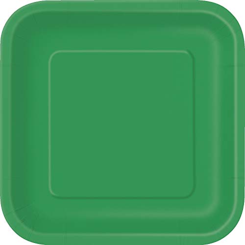 Image of Emerald Green Solid Square Dessert Plates - 7 inch (Pack of 16) - Durable, Vibrant, & Eco-Friendly - Perfect for Parties, Events & Everyday Use