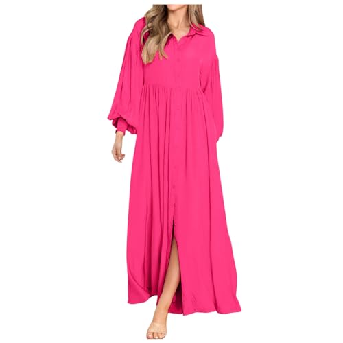 Robe chemise manches longues boutonnée en coton respirant pour femme