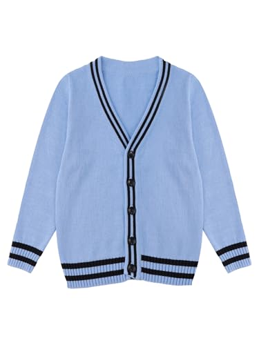 Boys School Uniforms Cardigan Sweaters Kids Cotton Knit V Neck Clothing 3-14 Years2