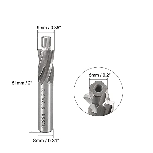 Image of uxcell HSS-AL Cobalt Counterbore End Mill Cap Screws Expand Holes 4 Flutes, 5 X 9mm