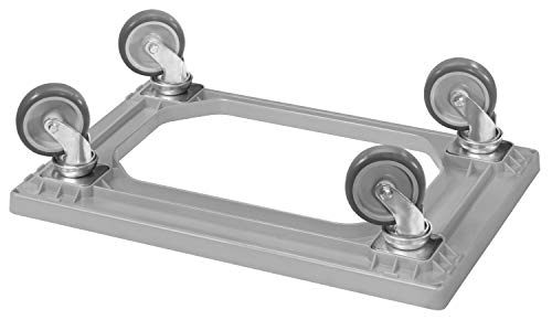 10 Stück Transportroller für Kisten 60 x 40 cm mit 4 Lenkrollen in grau