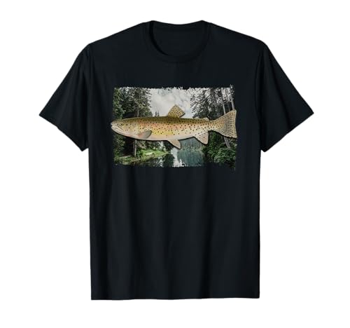 Vintage Trout tees and gifts, Fly fishing on rivers edge Camiseta