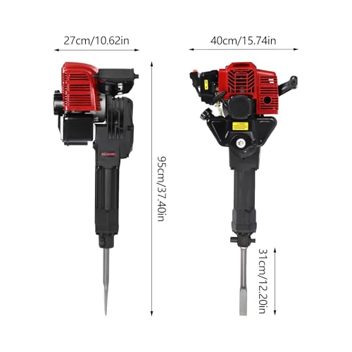 TITIDU 52cc 2-stroke Gas Powered Demolition Jack Hammer Concrete Breaker Drill w/Chisel (US Stock)
