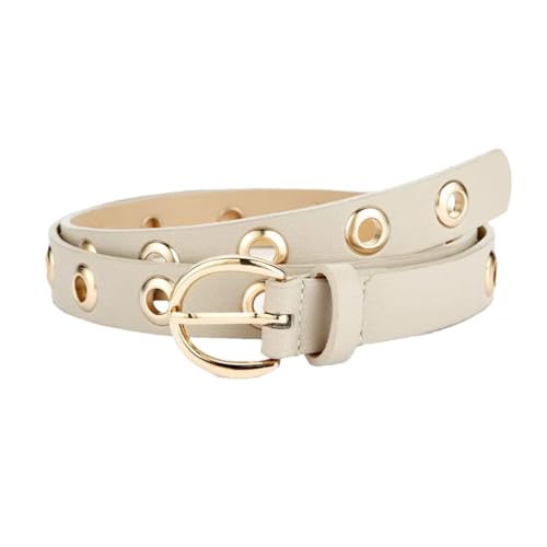 Women’S Punk Rock Studded Rivet PU Leather Belt Luxury Vintage 2.3Cm Wide Casual Waistband