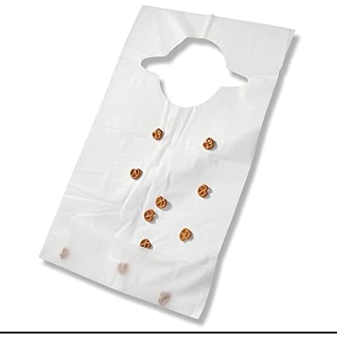 Bau Technik 100 Pack Of Crumb Catcher Disposable Dining Bibs - Soft Comfortable Disposable Bibs - Adult Size 20 x 15 Inch Bibs Cover