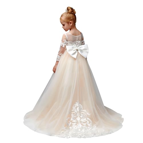 White Lace Flower Girl Dresses for Wedding Princess Pageant Dress KT2023
