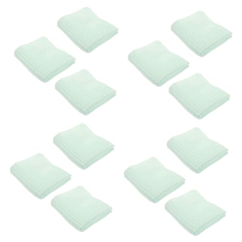 Juego de 4 toallas de gimnasio de gran tamaño con tejido gofre, toallas de spa y baño, toallas ligeras de algodón puro para baño corporal y lavado (verde claro, 3 piezas cada una)