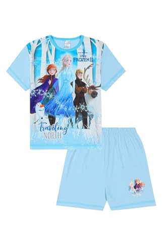 Disney Pyjama court La Reine des Neiges Elsa pour filles et enfants, bleu, 5-6 Years