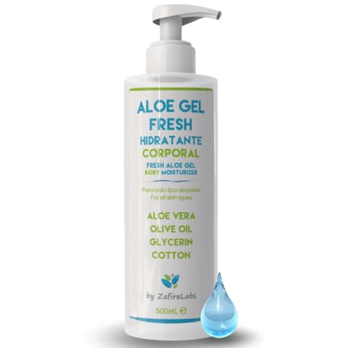 ZafireLabs After Sun con Aloe Vera Puro Gel.Hidratante Corporal Calmante, Enriquecido con Aceite de Oliva y Extracto de Semillas de Algodón para una Piel Fresca y Suave. 500 ml.
