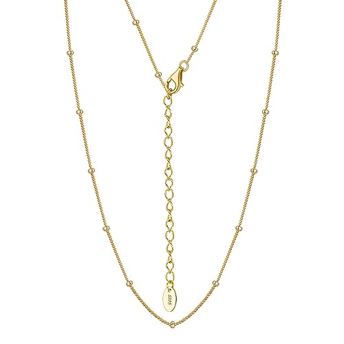 Collier en argent sterling 925 femme chaîne de perles en or 16 pouces bijoux fins