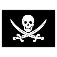 Pack of 10 Pirate Flag Stickers Jolly Roger Sticker 7.4 x 5.2 cm Vinyl