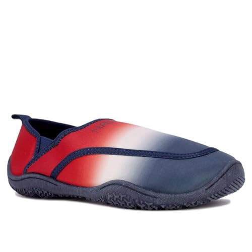 Nautica Womens Athletic Water Shoes | Aqua Socks| Slip-on Sandals-Nehir-Red White Blue Ombre-8