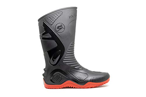 Bota Motociclista Impermeável Cano Longo Pvc Motosafe Bracol Tamanho:37;Cor:Vermelho Preto