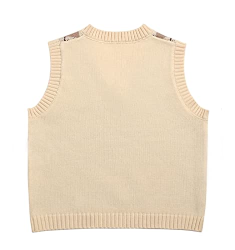 Image of Women's Sweater Vest,Y2K Sleeveless Pattern Preppy Style Knitted Crop Tank Top for Girl