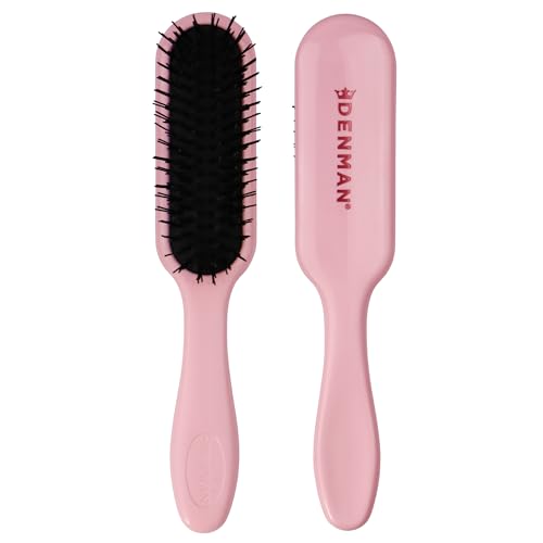 Denman Mini Deatngling Hairbrush for Short Hair - Gentle Wet & Dry Knot Remover for Kids and Adults, D90 Pink Crush