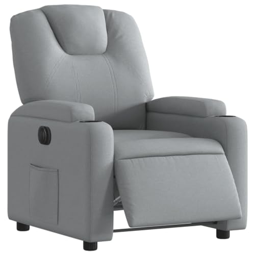 Emmtore Sillón Reclinable Eléctrico, Silla con Respaldo Reposabrazos, Sillón de Relax Descanso, Asiento Ajustable para Ancianos, Tela Gris Claro