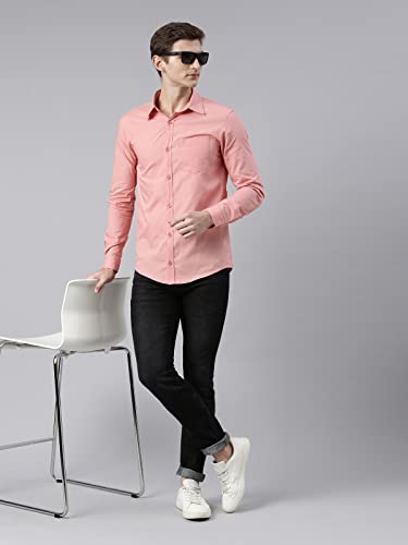 Image of THE SOUL PATROL Men's Casual Regular Fit Full Sleeve Premium Cotton Button-Down Shirt with Single Patch Pocket - Stylish, Classic, Comfortable, and Elegant for Everyday Wear