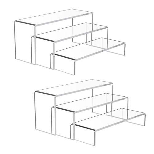 LKCCTK 透明展示台 6個セット アクリルライザースタンド コレクションケース フィギュア飾り コの字ラック 陳列台 モデル展示用 (サイズL)