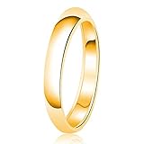 Tioneer 3mm Stainless Steel 316L Classic Plain Wedding Band Ring | High Polished | Personalize Engravings | (Gold, 4)