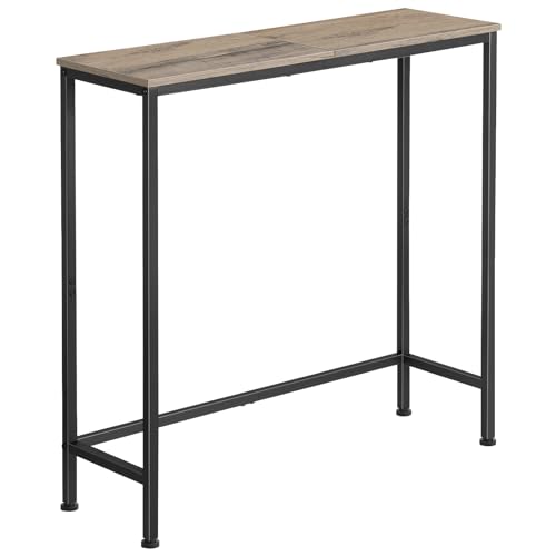 Shinoske Mesa de Consola, Mesa de Entrada Industrial, Mesa Auxiliar Consola Estrecha con Estructura Metálica Patas Ajustables para Salón Dormitorio Entrada Pasillo, Gris