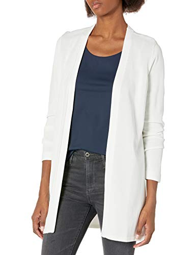 Calvin Klein Women's Cardigan with Contrast Trim, Soft White, Medium