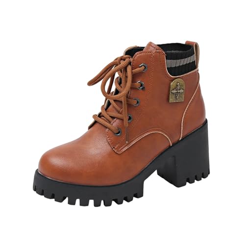 Bottines d'hiver décontractées style britannique idéales pour les promenades urbaines en marron