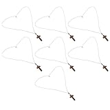 SUPVOX Collar de Cruz de Madera 7 Piezas Colgante Pequeño, Cuerda Ajustable Unisex, Joyería Religiosa Bohemia para Hombre y Mujer Uso Diario