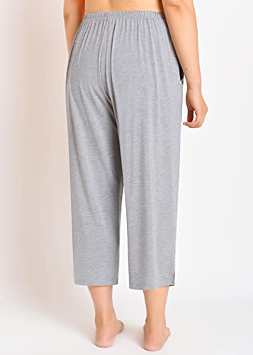 Esenchel Women's Plus Size Capri Pajama Pants Bamboo Rayon Sleep Capris 4X Light Gray #TOP2
