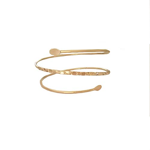 Huno Minimalist Metal Punk Spiral Coil Upper Arm Cuff Open Arm Bracelet Armlet Adjustable Hammered Wrap Armband Bangle For Women-Spiral Gold #TOP2