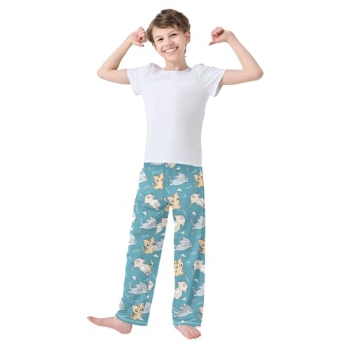 Cute Animal Kitty Cats Boys Pants for Kids Jogger Pants with Pockets S-XL2