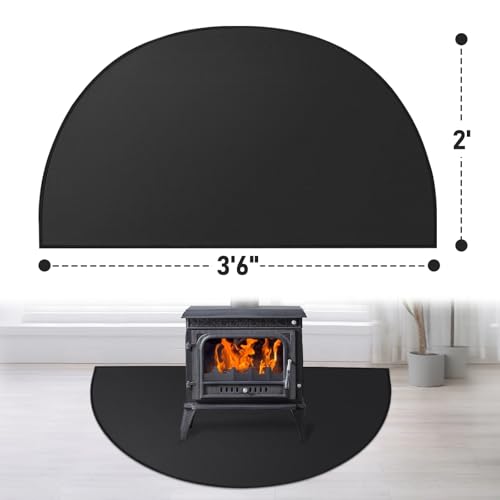 Fireplace Mat Fireproof, 2\' x 3\'6\'\' x 0.04\'\' Fireplace Rugs Fire Resistant, Hearth Pads for Wood Stove Fireplace Indoor Outdoor, Thin Hearth Rug Protects Floors Carpets from Sparks Embers, Black