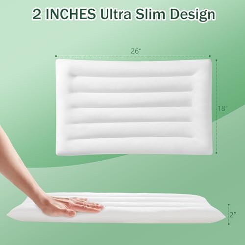 SILUI Ultra Thin Flat Pillows for Sleeping 2 Inch Height - Queen Size Set of 1 Pack Hypoallergenic Slim Low Bed Pillow with Down Alternative Fill for Back Stomach Sleepers, 76x46 CM - 2