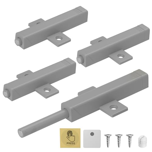 Push to Open Türöffner Jiayi 4 Stück Schwer Hochleistung Push Open Magnet Drucktüröffner Schrank Leistungsstark 48 N Feder Freigabe Fangen für Groß Kleiderschrank Kleiderschrank Grau