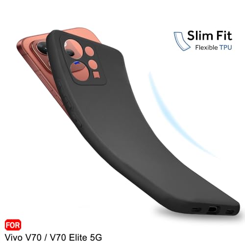 Image of TheGiftKart Sleek Back Cover Case for Vivo V70 / V70 Elite 5G | Slim Fit Protective Design | Ultra Matte Finish | Camera Protection Bump | Soft Silicon Back Cover Case (Silicone, Black)