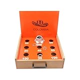 Traditional Colombian Rana Game – Handcrafted Wooden Toss Game with Bronze Frog – Family Outdoor Yard Game, Fun Party Activity Color Random