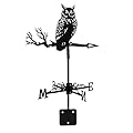 Wind Weathervanes for Roofs Mount with Creative Black Owl Shapes & Metal Material | Mini Weather Vain/Vein for Sheds, Courtyard, and Garden Fence Decoration Outdoor (Owl, 1PC)
