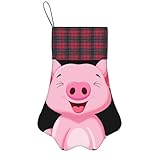 ALLiYa Pink Pigs - Calcetines de Navidad con diseño de pata de perro, diseño de pata grande, decoración de Navidad, color negro, talla única grande