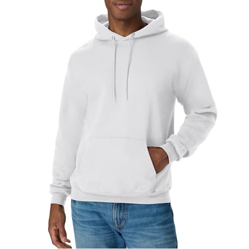 Hanes Men's Pullover EcoSmart Hooded Sweatshirt, white...